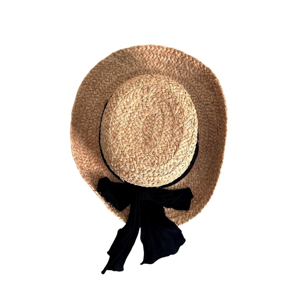 THE SCALA COLLECTION straw hat with black bow one size